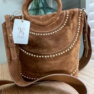 Hobo Caramel Suede Maggie Crossbody / hand bag NWT.